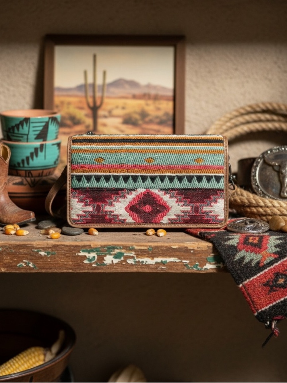 Nocona Annabelle Style Crossbody
Clutch MultiColored Aztec Purse 
NWT
